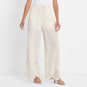 Future Collective Women's High-Rise Wide Leg Embellished Eyelet Pull-On Pants XL